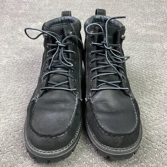 Eddie Bauer Severson Moc Toe Boots Men's 12 Black Leather Waterproof 4041-785 - Picture 5 of 14